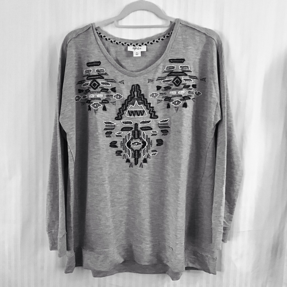 Style & Co Beaded Sweatshirt Lg